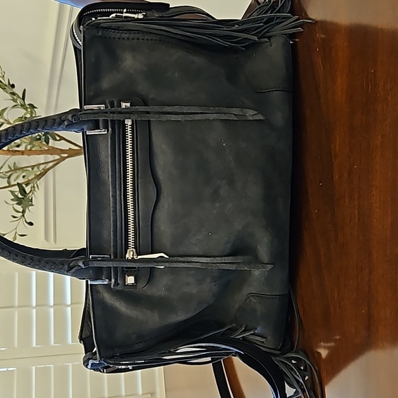 Rebecca Minkoff Gray Soft Suede Fringe Handbag w/ Crossbody Shoulder Strap - Picture 4 of 16